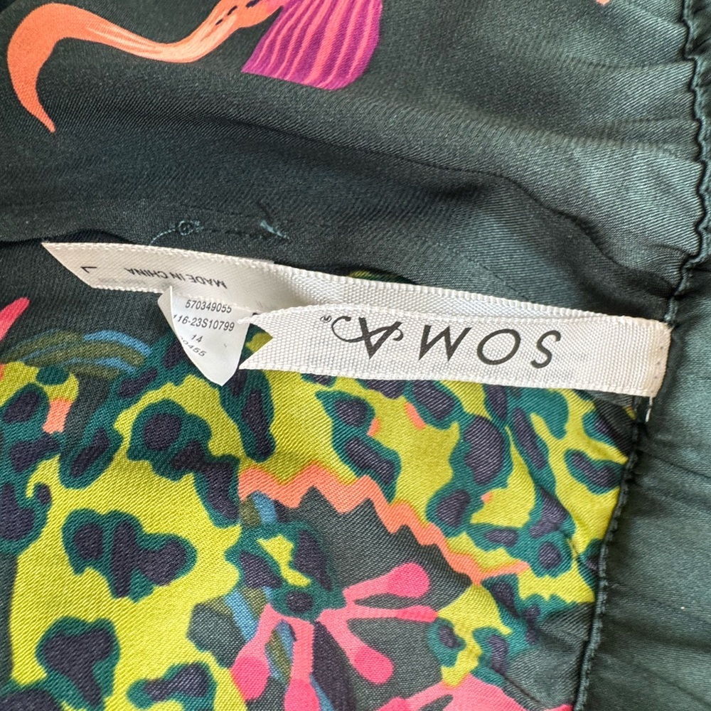 SOMA 2 piece pajama lounge set size large Floral-Print Relaxed Pants Dark Green - Picture 9 of 9